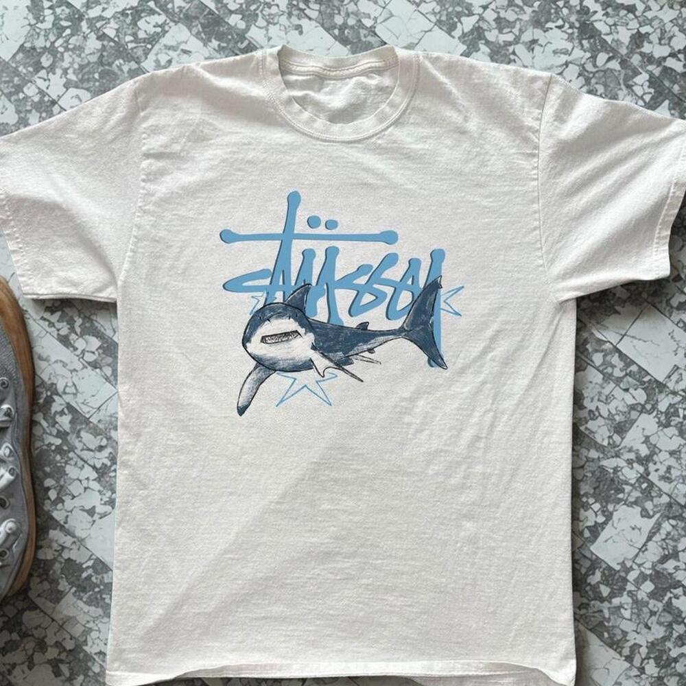 StSsy White Shark Tee
